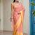 Orange orange yellow colourblocked  chiffon saree with blouse piece