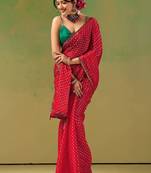 Red zari tissue saree