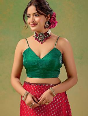 Red zari tissue saree 4