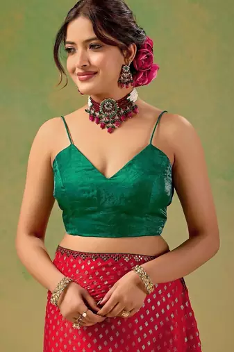 Red zari tissue saree