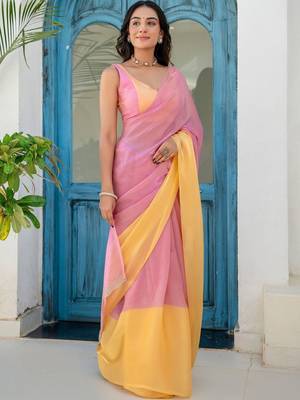 Pink  chiffon saree 3
