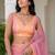 Pink  chiffon saree