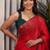 Red embellished sequinned poly chiffon heavy work saree