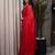 Red embellished sequinned poly chiffon heavy work saree
