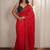 Red embellished sequinned poly chiffon heavy work saree