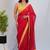 Red sequinned satin saree