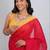 Red sequinned satin saree