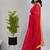 Red sequinned satin saree