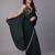 Green stonework embellished beads border satin saree with unstitched blouse