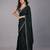 Green stonework embellished beads border satin saree with unstitched blouse