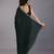Green stonework embellished beads border satin saree with unstitched blouse