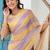 Multicolor striped beads and stones organza saree