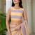 Multicolor striped beads and stones organza saree