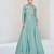 Sage silk blend readymade anarkali suit with embroidery work