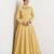 Yellow silk blend readymade anarkali suit with embroidery work