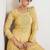 Yellow silk blend readymade anarkali suit with embroidery work