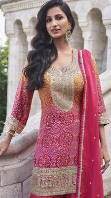 Rani&mustard shimmer readymade suit with embroidery work 3