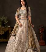 Graceful Cream Embroidered Silk Bridesmaid Wear Lehenga Choli