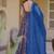 Blue silk digitally printed party-wear readymade gown with dupatta