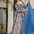 Steel blue silk digitally printed party-wear readymade gown with dupatta