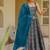 Sea blue silk digitally printed party-wear readymade gown with dupatta