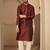 Men’s maroon jacquard embroidered mandarin collar kurta – traditional ethnic wear