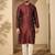 Men’s maroon jacquard embroidered mandarin collar kurta – traditional ethnic wear