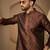Men’s brown jacquard embroidered mandarin collar kurta – traditional ethnic wear