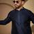 Men’s blue jacquard embroidered mandarin collar kurta – traditional ethnic wear