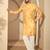 Men’s yellow silk blend printed mandarin collar kurta – traditional ethnic wear