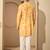 Men’s yellow silk blend printed mandarin collar kurta – traditional ethnic wear