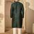 Green embroidered kurta set for men with trousers – elegant ethnic wear