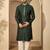 Green embroidered kurta set for men with trousers – elegant ethnic wear