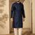 Blue embroidered kurta set for men with trousers – elegant ethnic wear