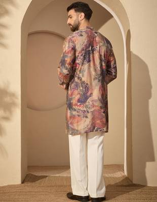 Multi printed kurta set for men with trousers – elegant ethnic wear 4