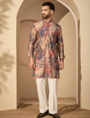 Multi printed kurta set for men with trousers – elegant ethnic wear 5