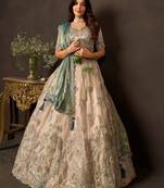 Stunning Cream Embroidered Silk Engagement Wear Lehenga Choli