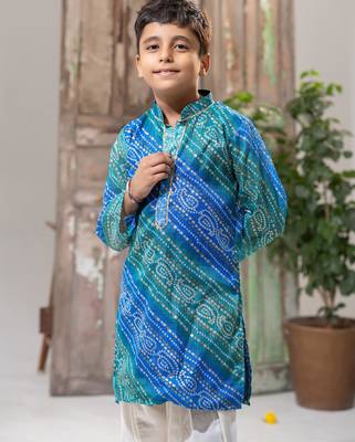 Blue Azure Kota Doria Kurta Pajama Set 2