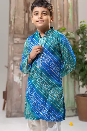 Blue Azure Kota Doria Kurta Pajama Set