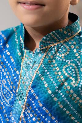 Blue Azure Kota Doria Kurta Pajama Set 3