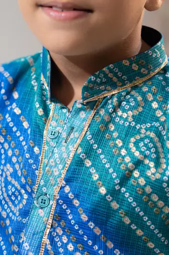 Blue Azure Kota Doria Kurta Pajama Set