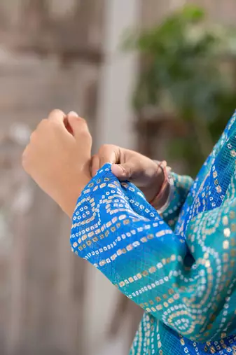 Blue Azure Kota Doria Kurta Pajama Set