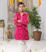 Pink Kota Doria Kurta Pajama Set