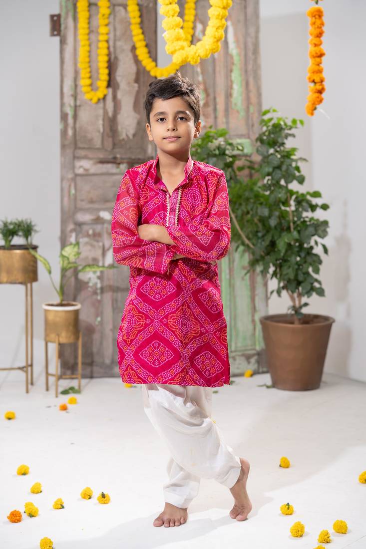 Pink Kota Doria Kurta Pajama Set