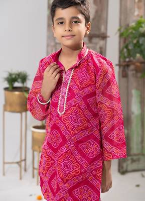 Pink Kota Doria Kurta Pajama Set 2