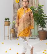 Yellow Kota Doria Kurta Pajama Set