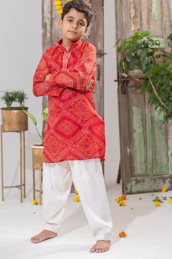 Red Kota Doria Kurta Pajama Set