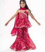 Pink Color  Bandhani Peplum Sharara Set
