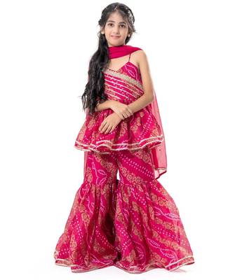 Pink Color  Bandhani Peplum Sharara Set 2