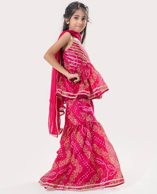 Pink Color  Bandhani Peplum Sharara Set 5